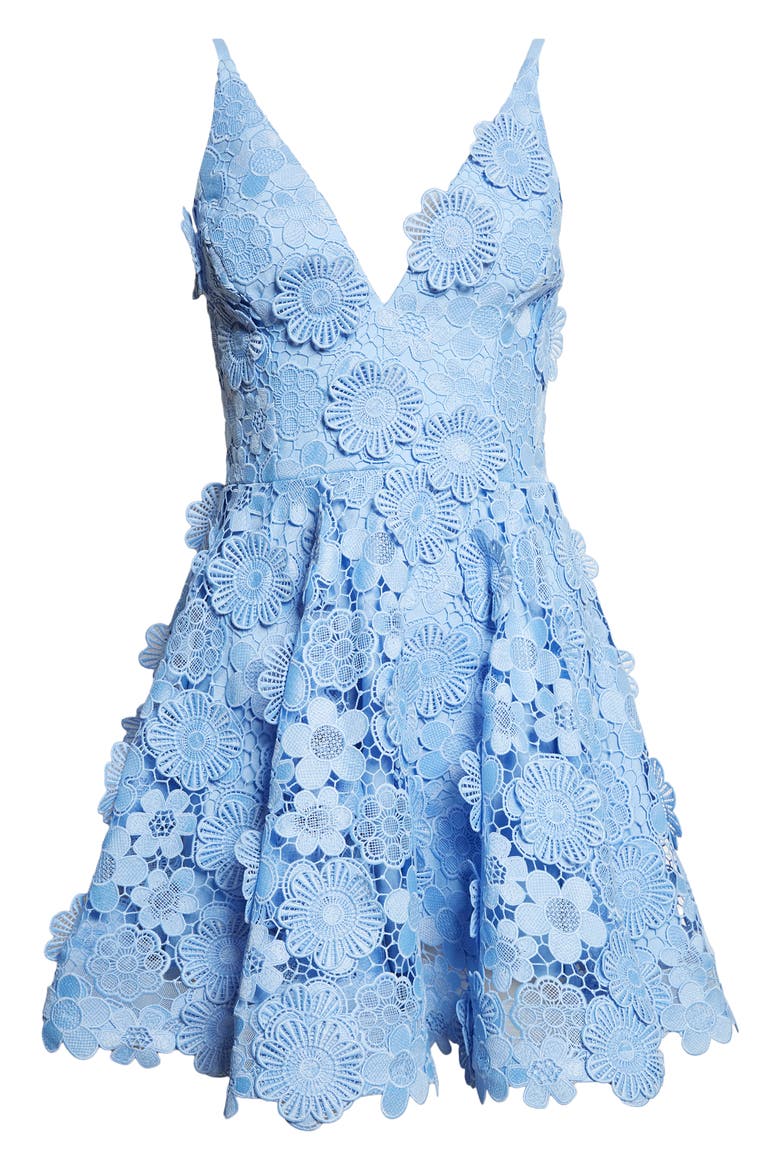 Blake Floral Appliqué Lace Cocktail Minidress, Alternate, color, BABY BLUE