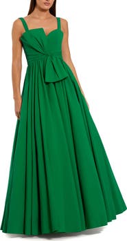Mac Duggal Pleated A-Line Gown with Twist Bow Detail