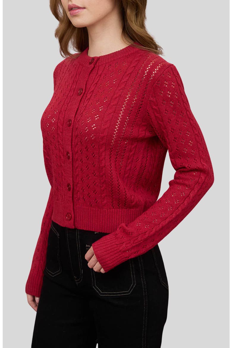 Pointelle Cardigan, Alternate, color, DEEP RED