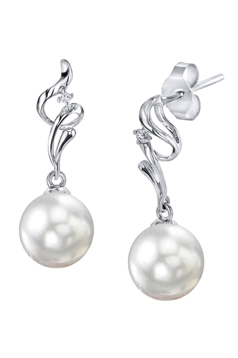 White South Sea Pearl & Diamond Aria Earrings, Main, color, White Gold