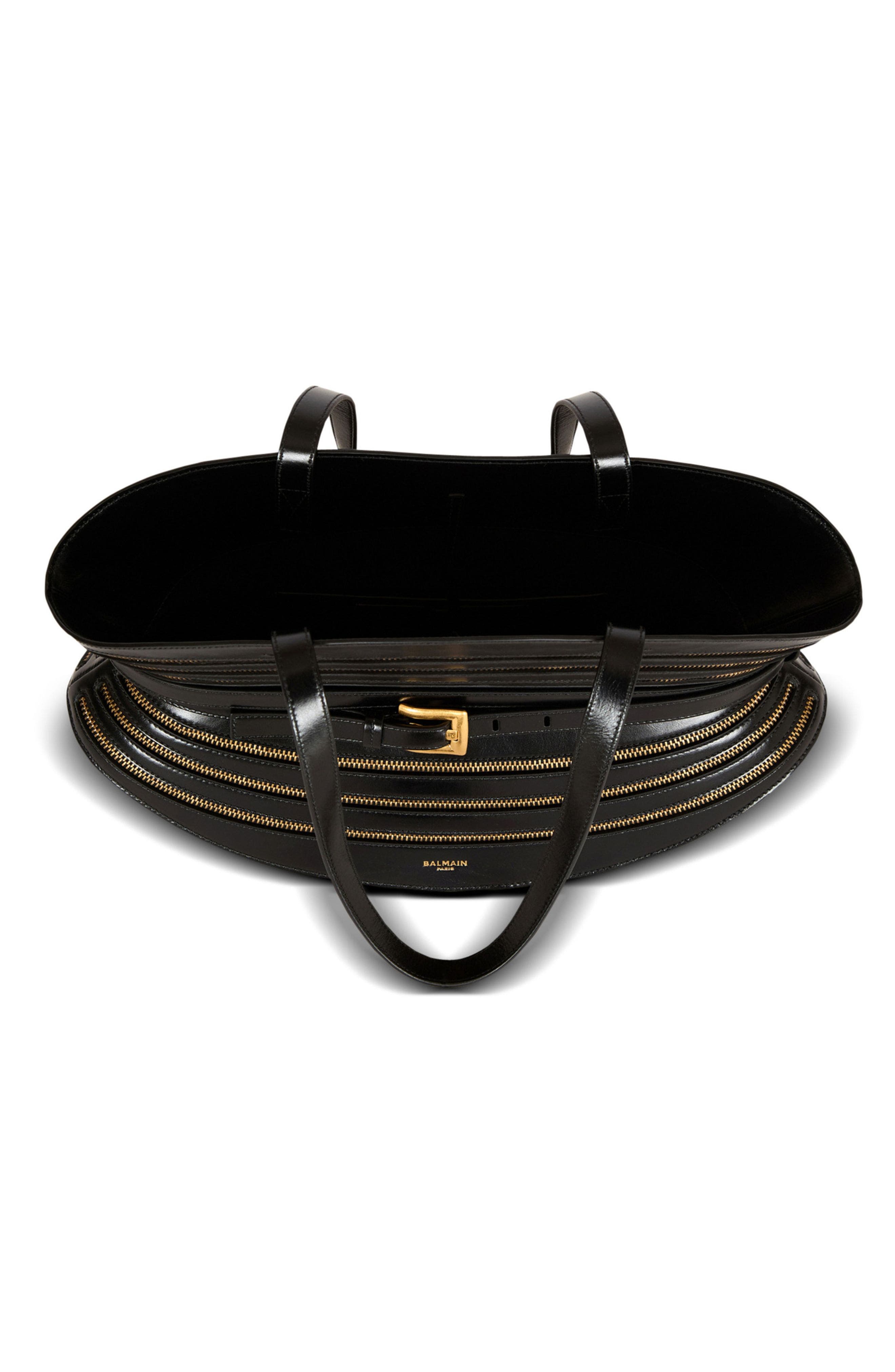 Balmain Medium Shuffle Zips bag in calfskin leather, Alternate, color, 