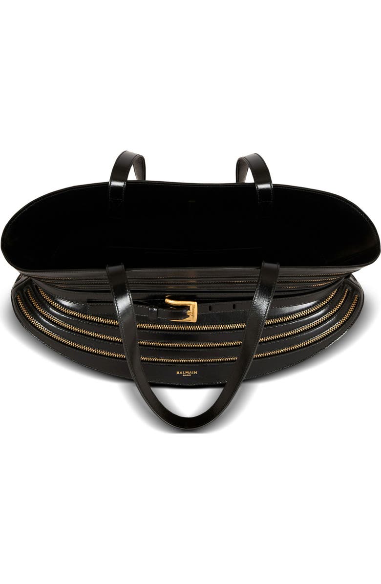 Balmain Medium Shuffle Zips bag in calfskin leather, Alternate, color, Black