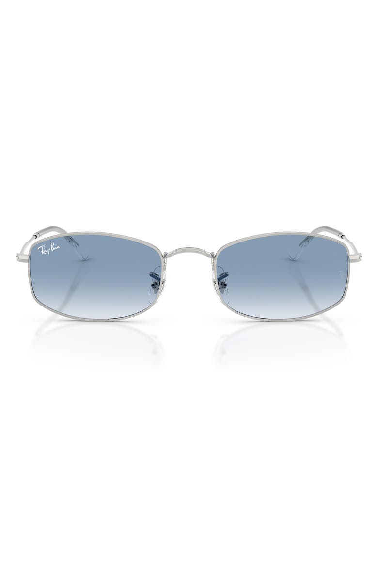Ray-Ban 55mm Gradient Irregular Sunglasses, Main, color, Silver / Clear Gradient Blue