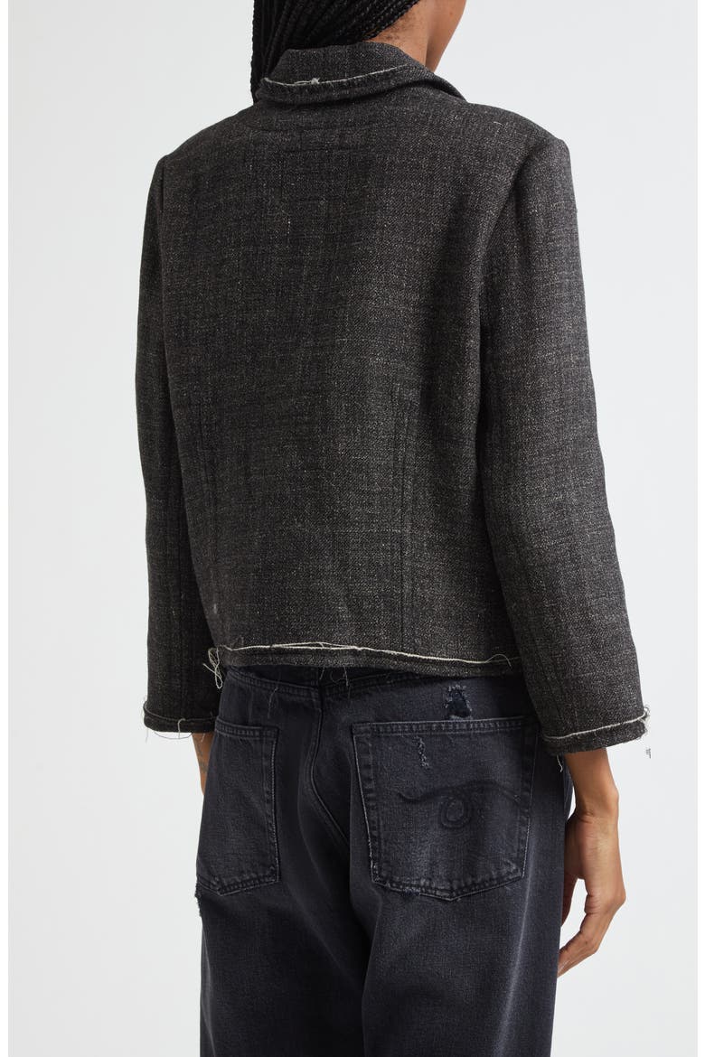 Virgin Wool & Linen Boxy Jacket, Alternate, color, DARK GREY