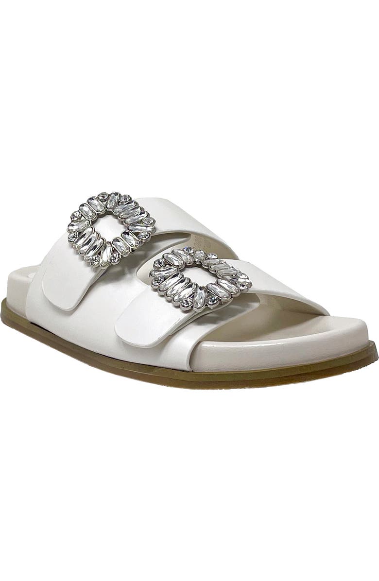 SHUSHOP Kids' Bridget Rhinestone Buckle Slide Sandal, Main, color,
