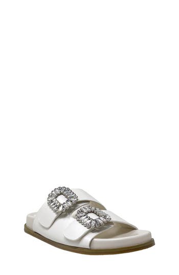 SHUSHOP SHUSHOP KIDS' BRIDGET RHINESTONE BUCKLE SLIDE SANDAL