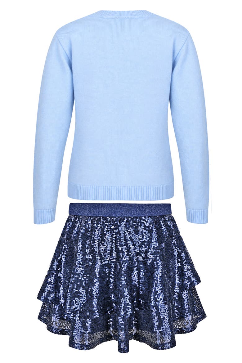Kids' Star Sweater and Sequin Skirt Set, Alternate, color, BLUE/NAVY