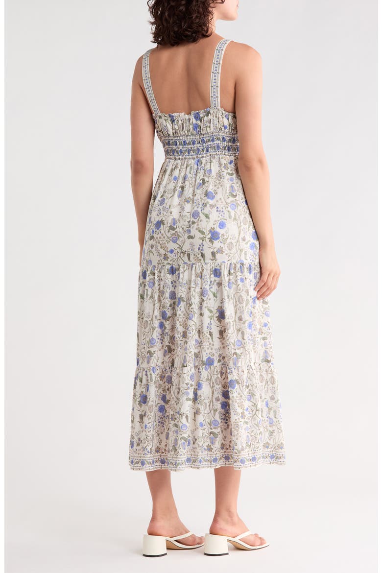 Strappy Tiered Maxi Dress, Alternate, color, CREAM/ BLUE FADED