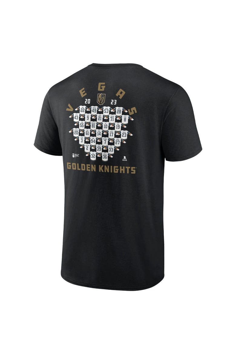 Men's Fanatics Branded  Black Vegas Golden Knights 2023 Stanley Cup Champions Jersey Roster T-Shirt, Alternate, color, Black
