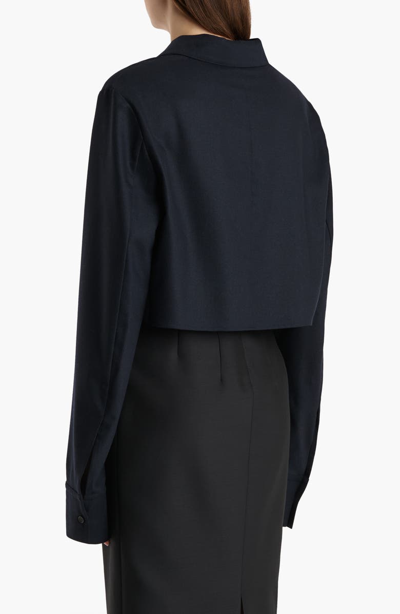 Khaite Jasen Crop Button-Up Shirt, Alternate, color, Dark Navy