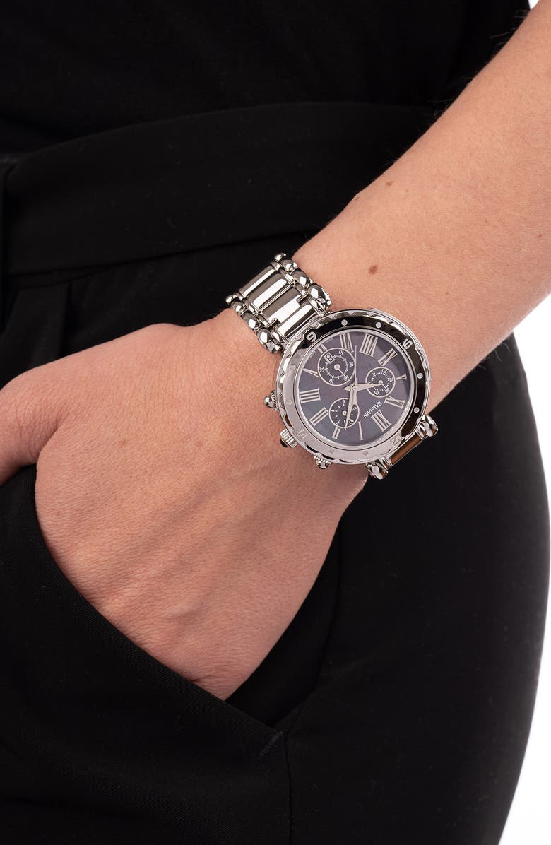 BALMAIN WATCHES Mother-of-Pearl Chronograph Bracelet Watch, 38mm, Alternate, color, Silver/ Black