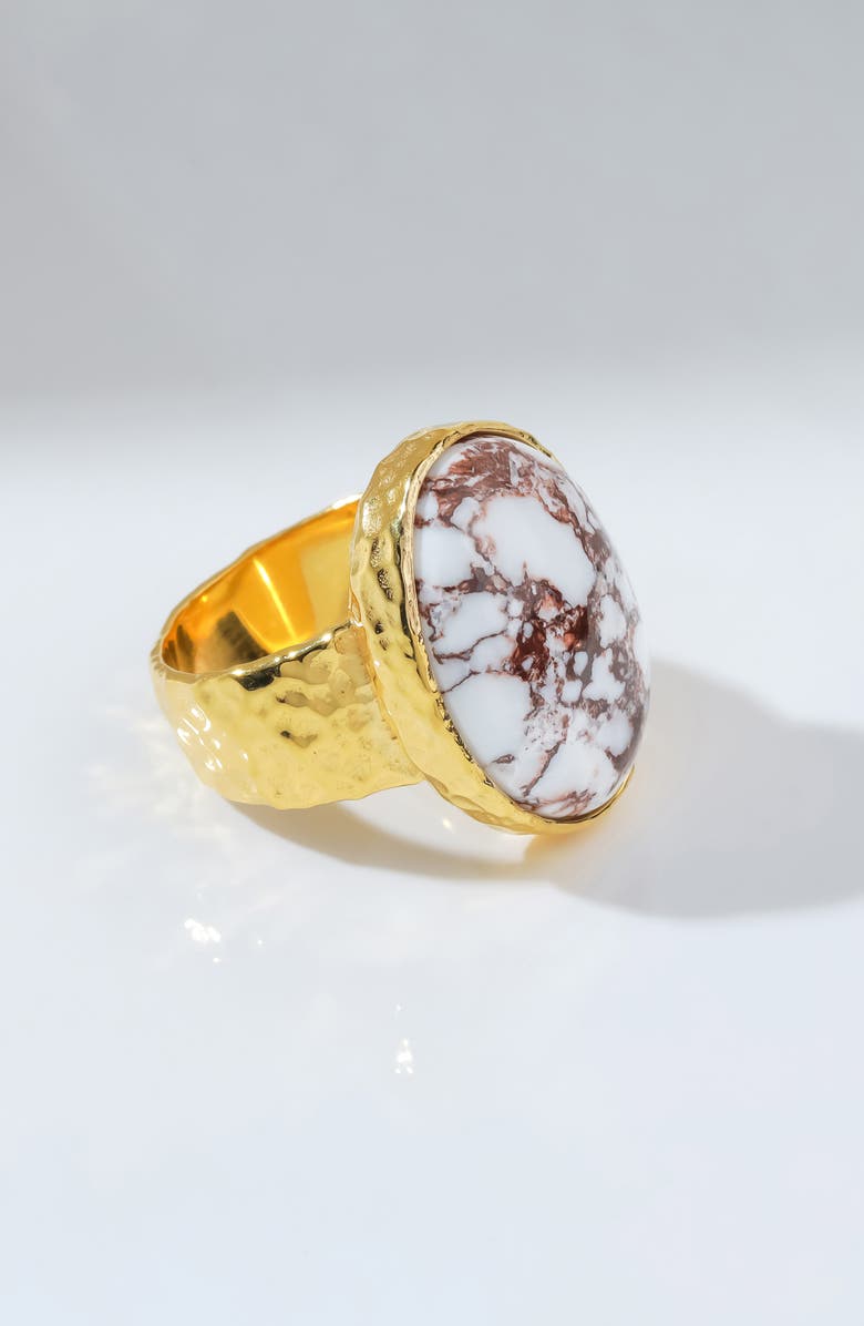 YS GEMS Wild Horse Turquoise Ring, Alternate, color, White