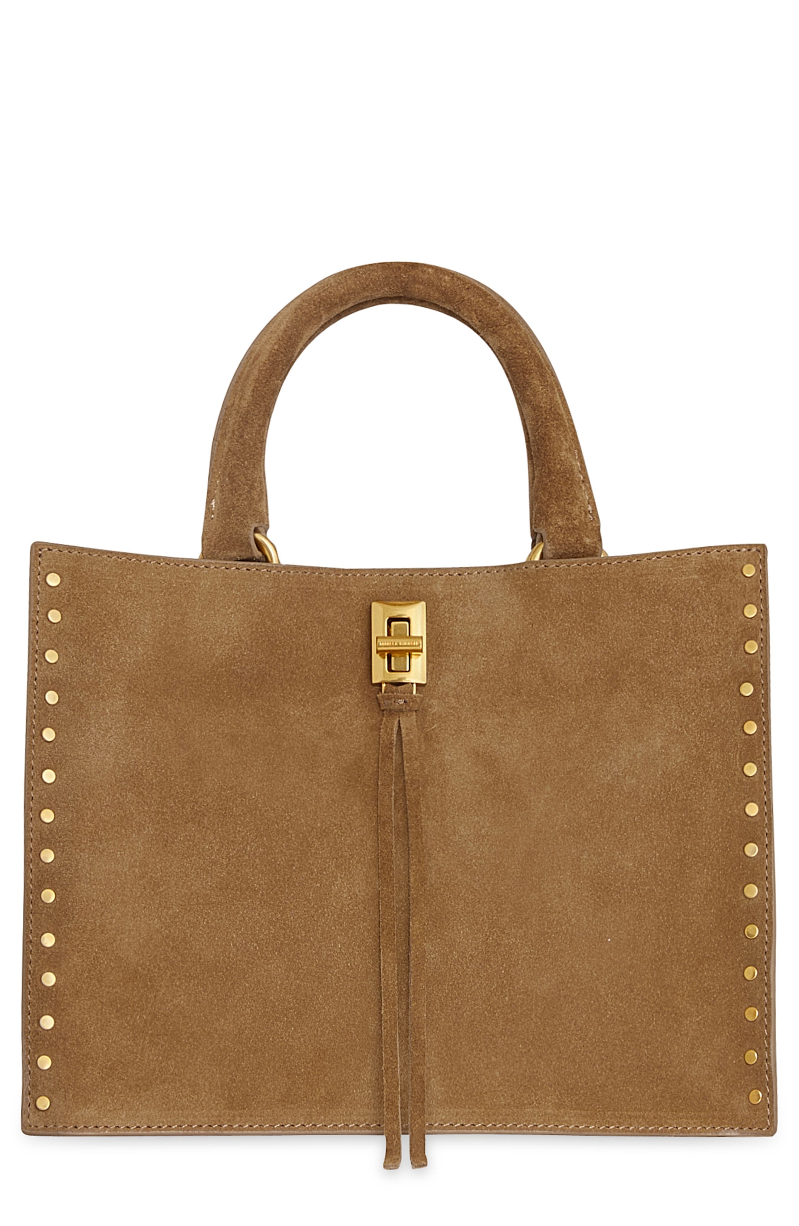 Rebecca Minkoff Small Darren Suede Tote Bag, Main, color, Praline