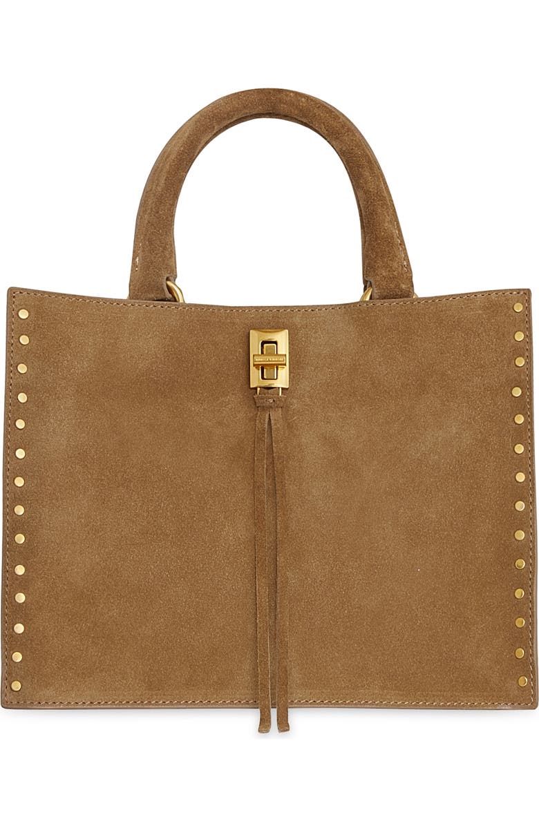 Rebecca Minkoff Small Darren Suede Tote Bag, Main, color, Praline