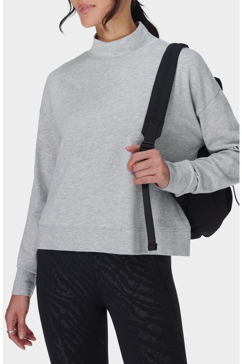 After Class Cotton Turtleneck Crop Sweatshirt, Main, color, LIGHT GREY MARL