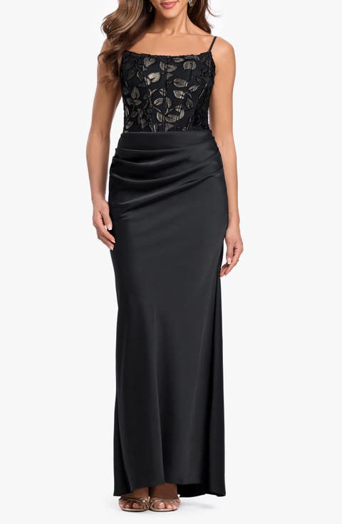 Burnout Corset Satin Gown