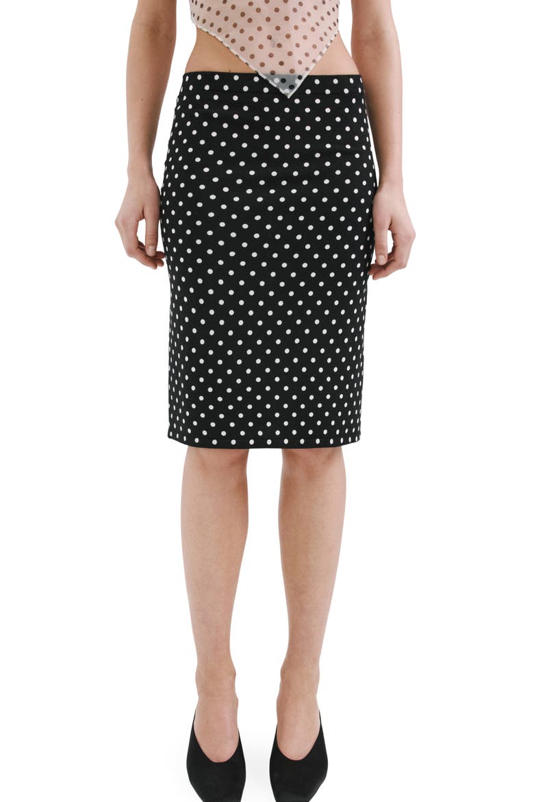Dot Midi Skirt, Main, color, BLACK