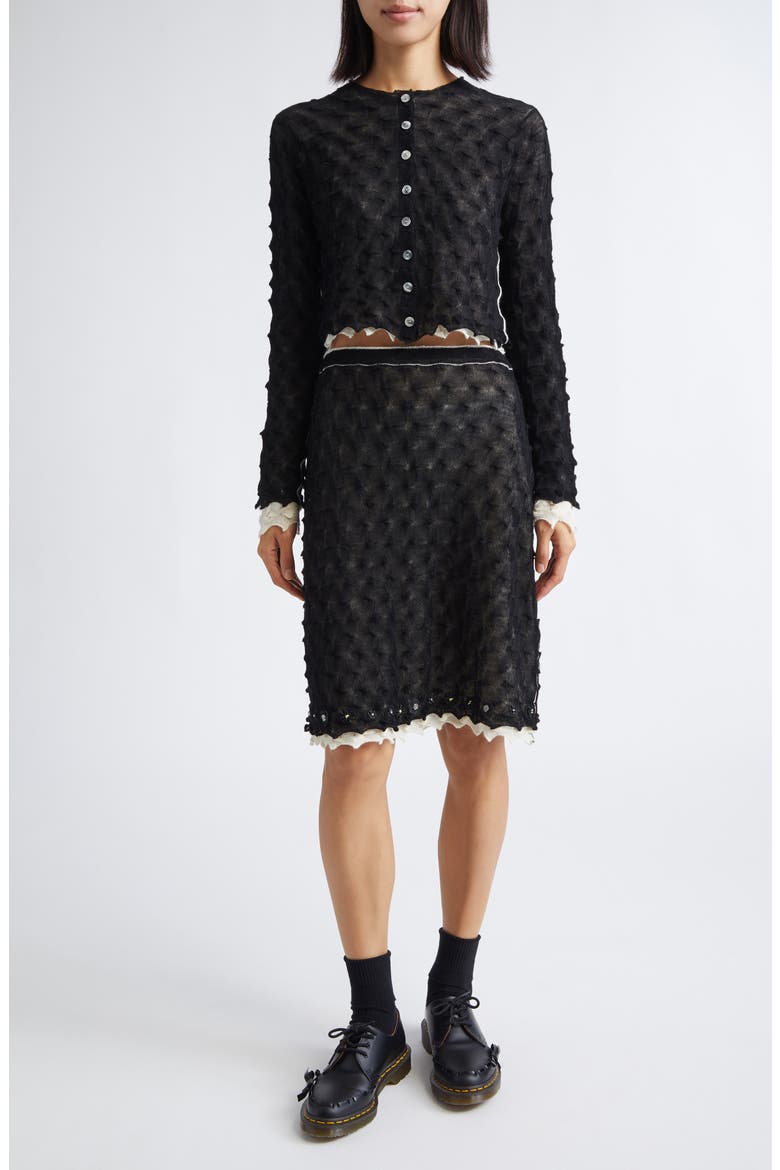 Borlor Double Layer Wool Sweater Skirt, Alternate, color, BLACK/ IVORY