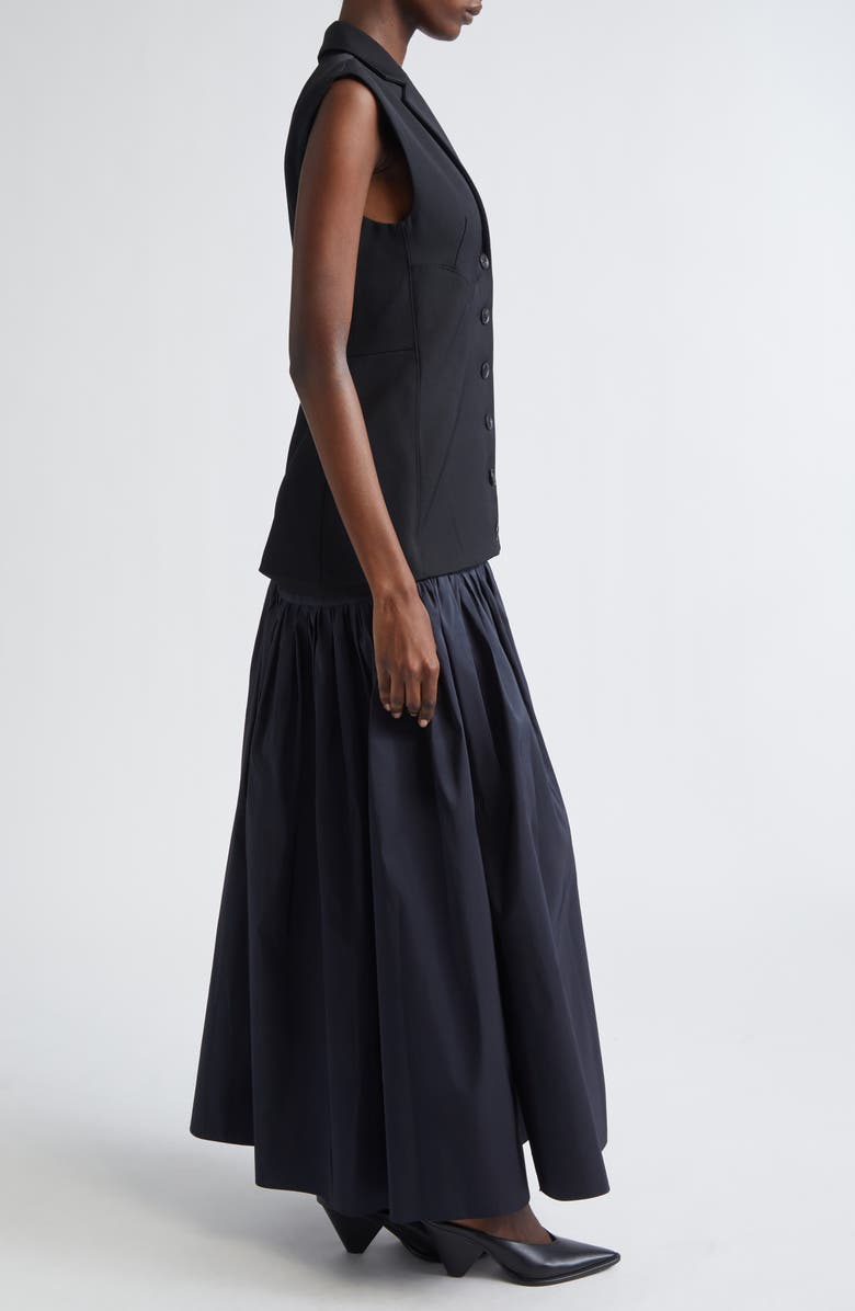 Diotima Convertible Wool & Silk Faille Waistcoat Dress, Alternate, color, Black