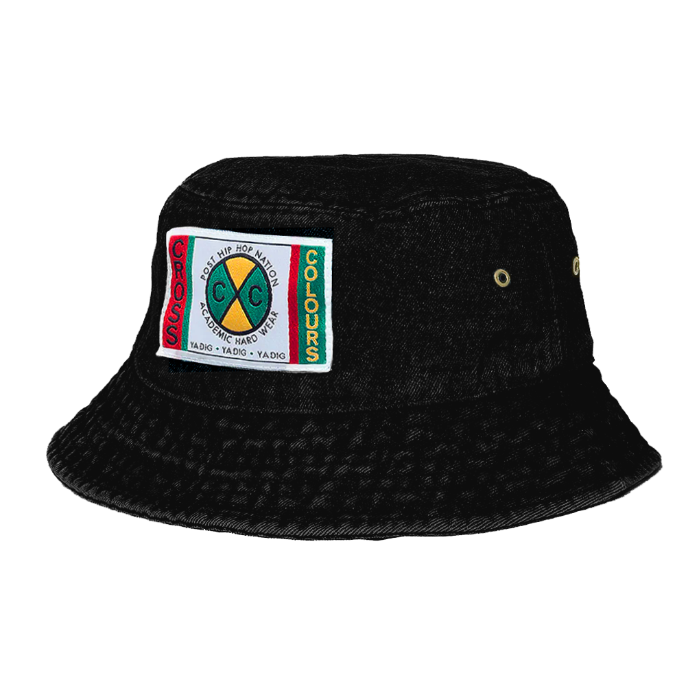 Cross Colours Label Denim Bucket Hat In Black