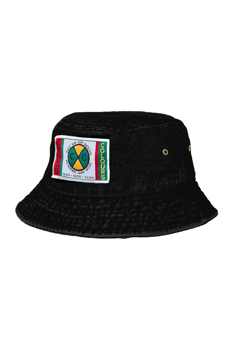 Cross Colours Label Denim Bucket Hat, Main, color, Vintage Black