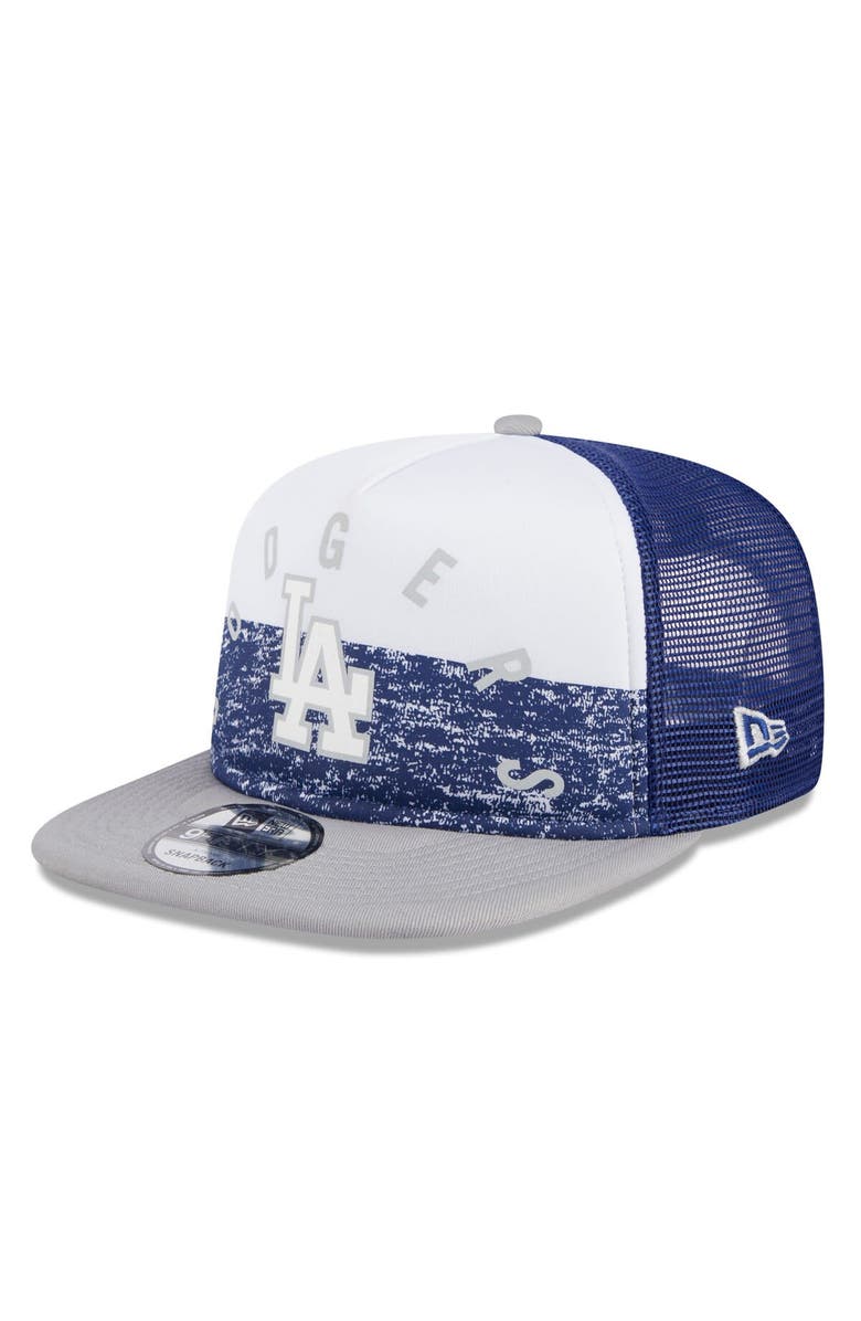 New Era Men's New Era White/Gray Los Angeles Dodgers Team Foam Front A-Frame Trucker 9FIFTY Snapback Hat, Main, color, White