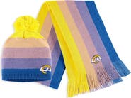 WEAR by Erin Andrews Women's WEAR by Erin Andrews Gold Los Angeles Rams Ombre Pom Knit Hat and Scarf Set