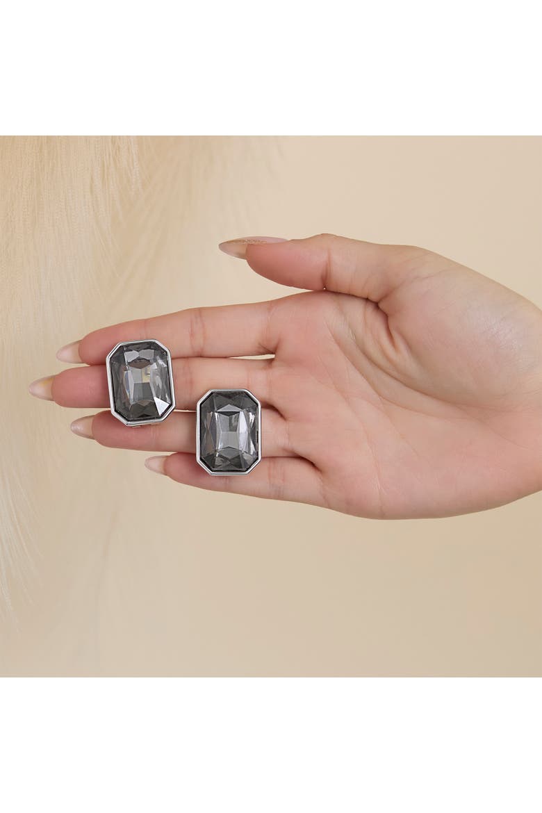 Gemstone Crystal Stud Earrings, Alternate, color, Smoke Grey