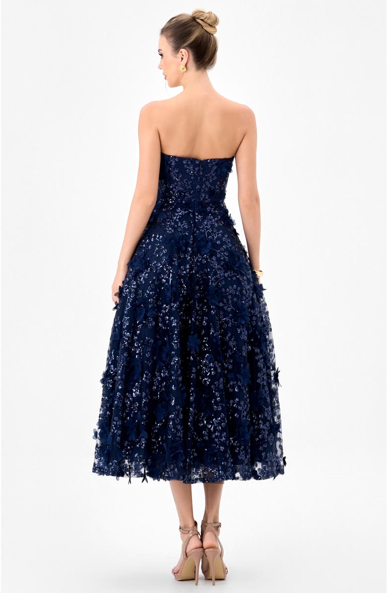 Bariano Adela Sweetheart Petal Midi, Alternate, color, Navy