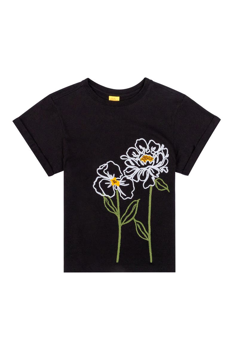 Kids' Dave 2 Chroma Floral Embroidered Cotton Graphic T-Shirt, Main, color, BLACK