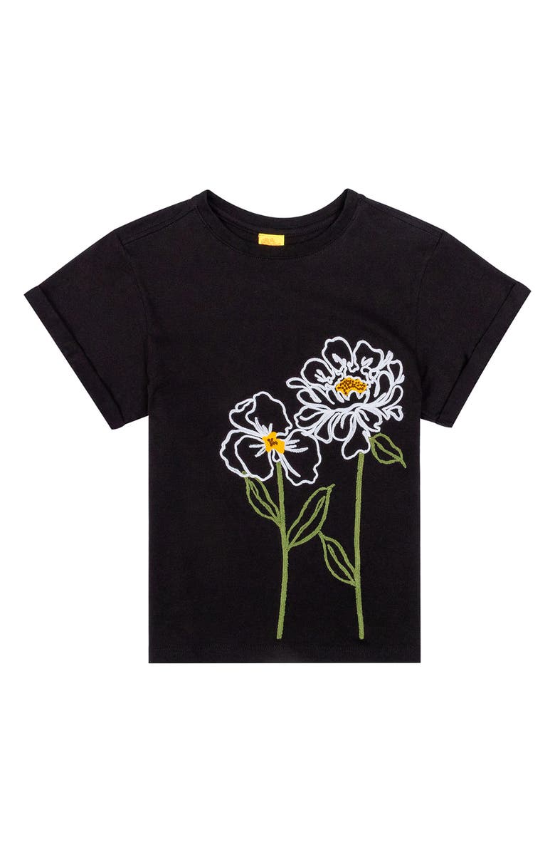 Agua Bendita Kids' Dave 2 Chroma Floral Embroidered Cotton Graphic T-Shirt, Main, color, Black