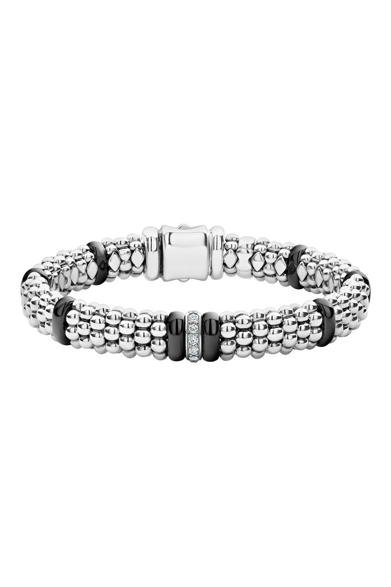 Black Caviar Diamond One-Link Bracelet, Main, color, BLACK
