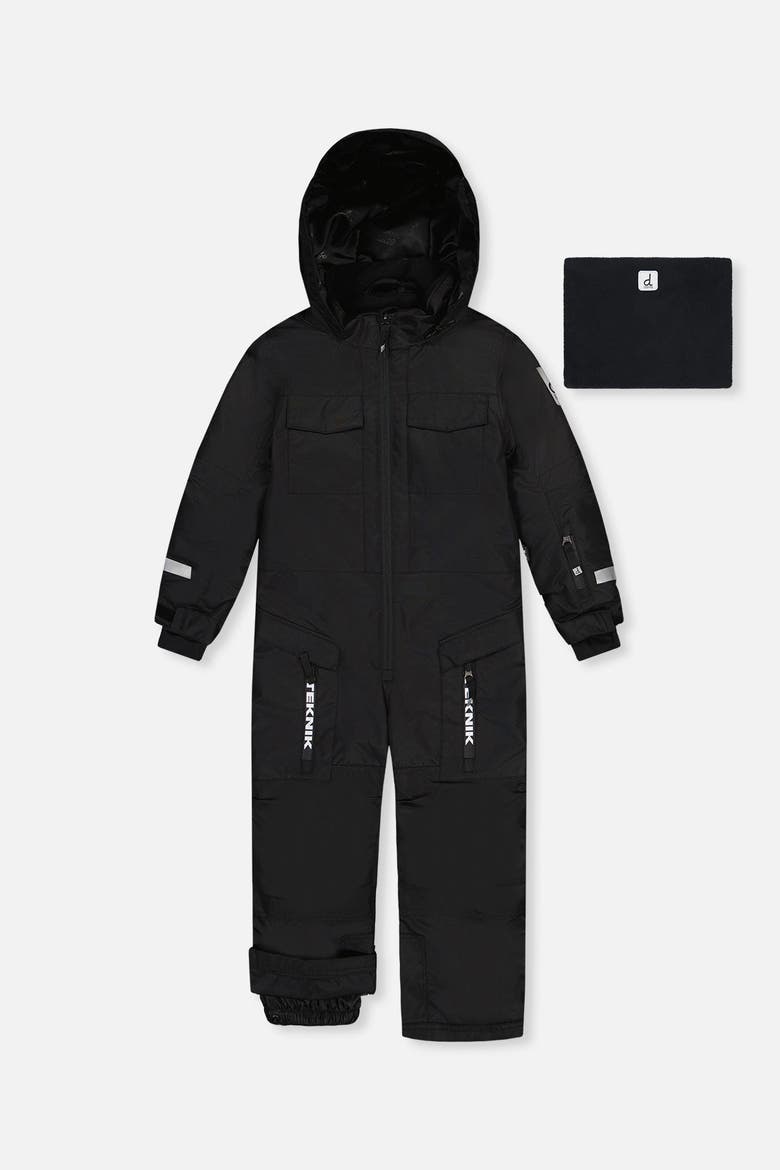 Teknik Fleece-Lined & Reinforced Knees One Piece Snowsuit, Main, color, Noir