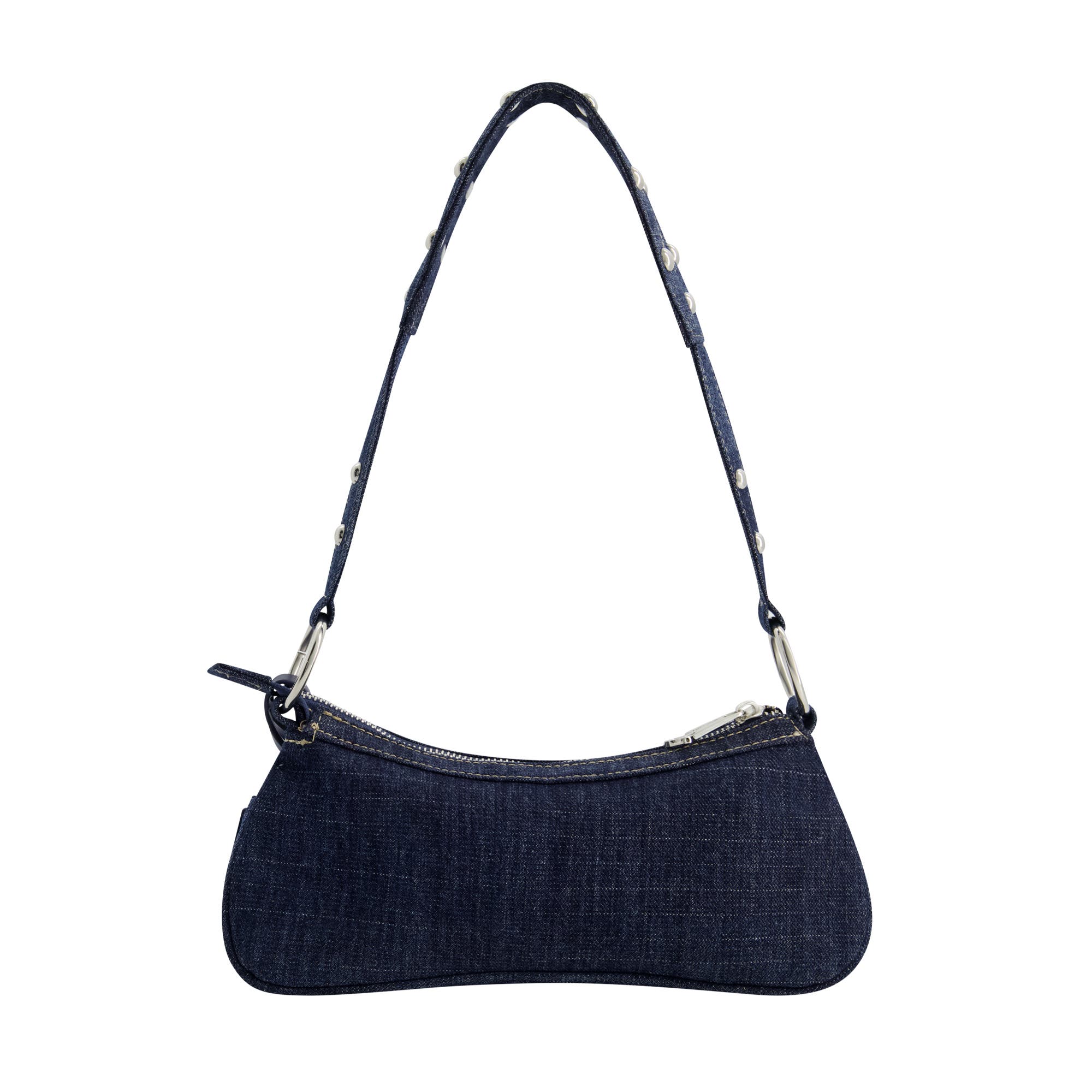 True Religion Studded Horseshoe Denim shoulder bag, Alternate, color, Denim