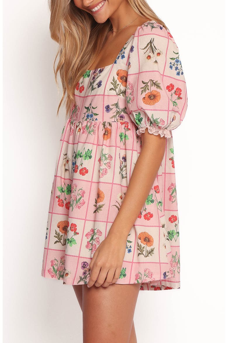 Floretta Puff Sleeve Cotton Romper, Alternate, color, FLORA TILE
