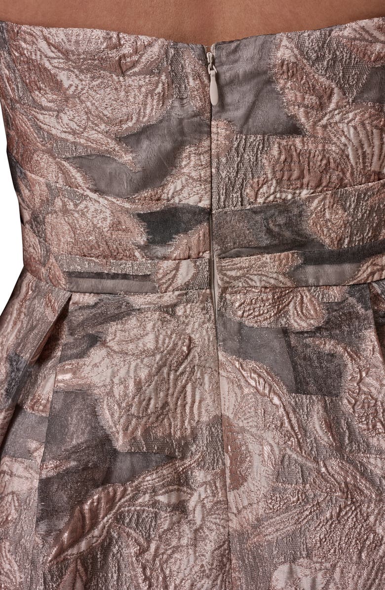 Donna Karan New York Metallic Floral Jacquard Gown, Alternate, color, Snow Petal