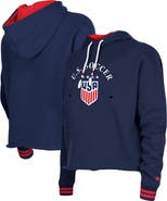 5TH AND OCEAN BY NEW ERA Women's 5th & Ocean by New Era Navy USWNT Athleisure Cropped Fleece Pullover Hoodie