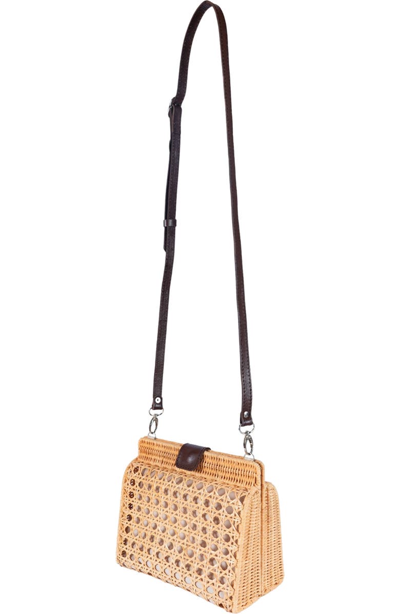 Jelavu Faux Pearl Top Handle Rattan Bag, Alternate, color, Natural