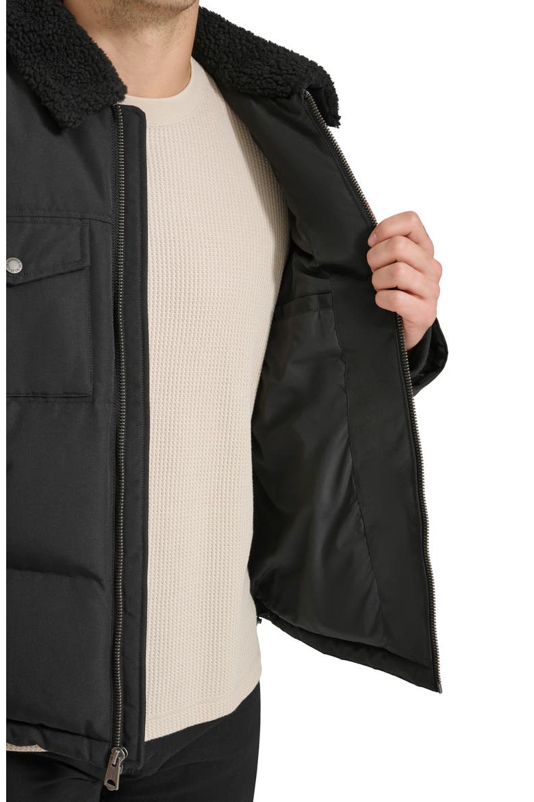 Quilted Jacket with Faux Shearling Collar, Alternate, color, BLACK