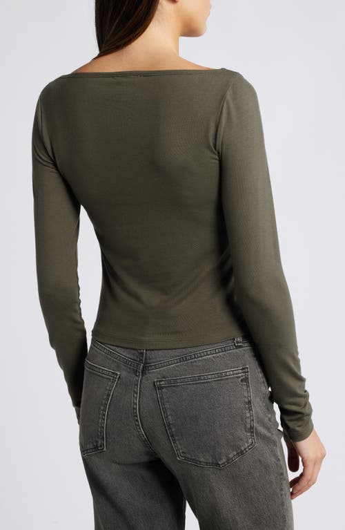 Shop Reformation Wiley Ballet Neck Top In Pine Tree