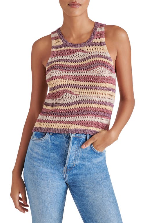 Steve Madden Hannah Metallic Open Stitch Sleeveless Sweater In Beet Red