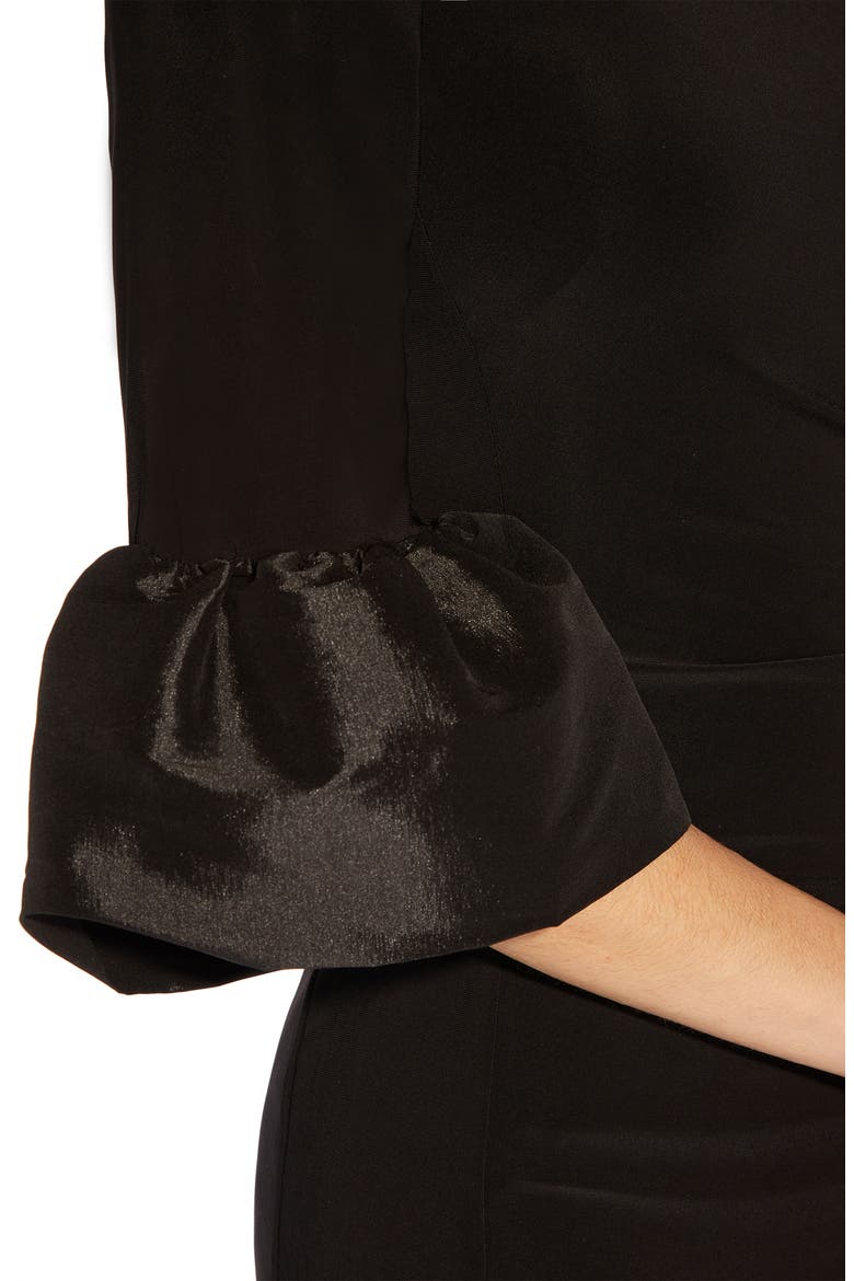 Bell Sleeve Jersey Sheath Dress, Alternate, color, BLACK