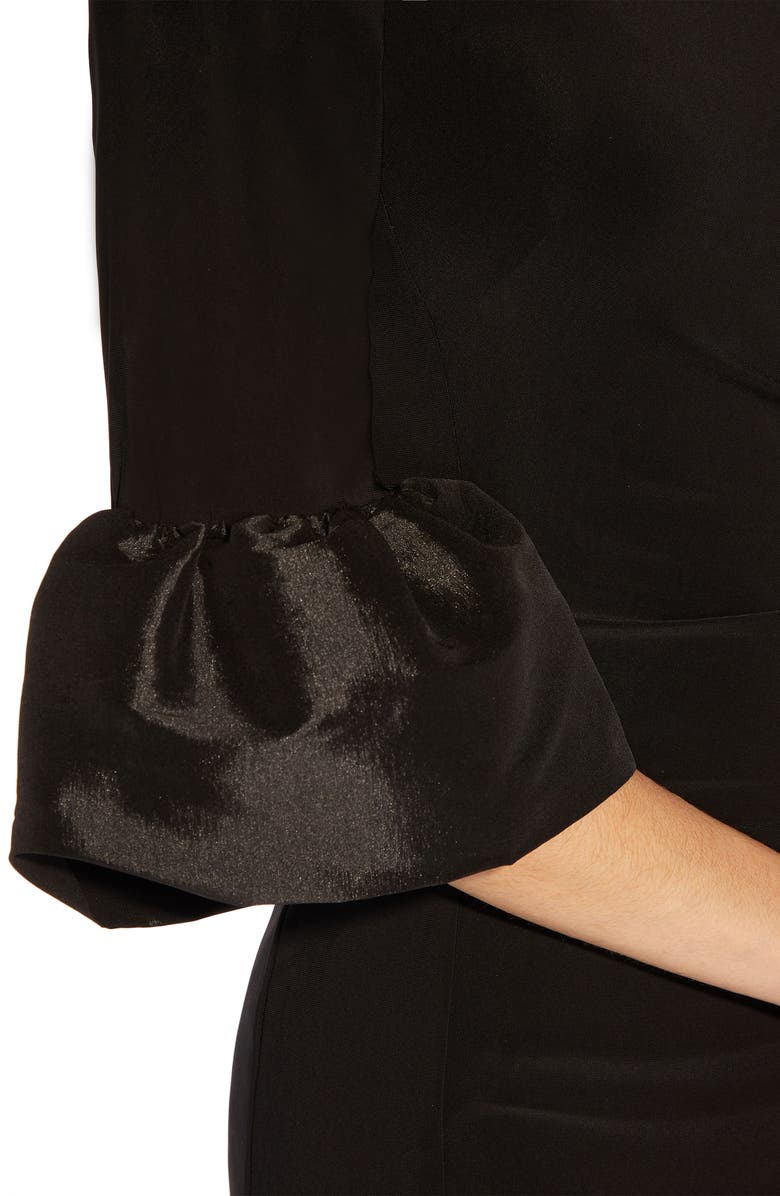 Adrianna Papell Bell Sleeve Jersey Sheath Dress, Alternate, color, Black