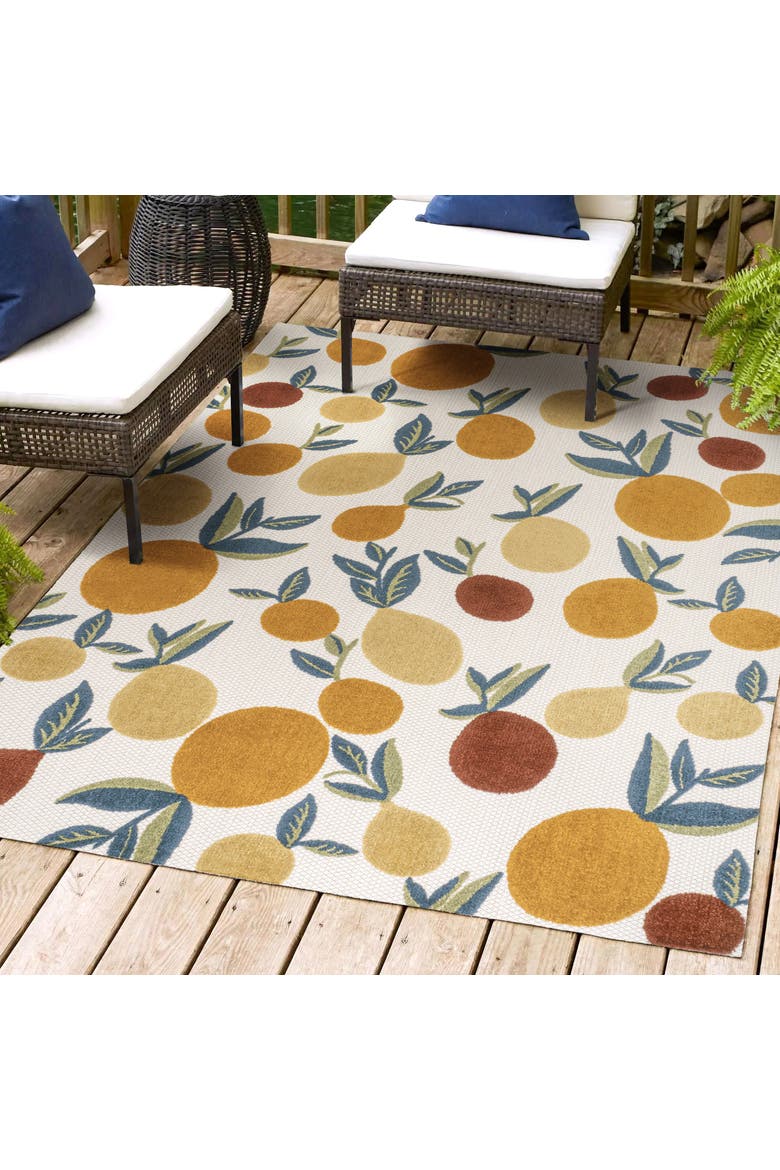 Limone Bold Lemon High-Low Indoor/Outdoor Area Rug, Alternate, color, Orange/Beige/Cream