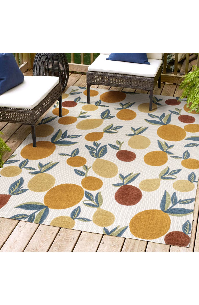 JONATHAN Y Limone Bold Lemon High-Low Indoor/Outdoor Area Rug, Alternate, color, Orange/Beige/Cream