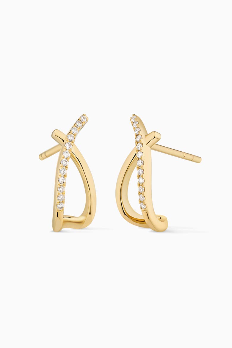 14K Yellow Solid Gold Kisses Diamond Drop Earrings, Alternate, color, Yellow Gold, Natural Diamonds