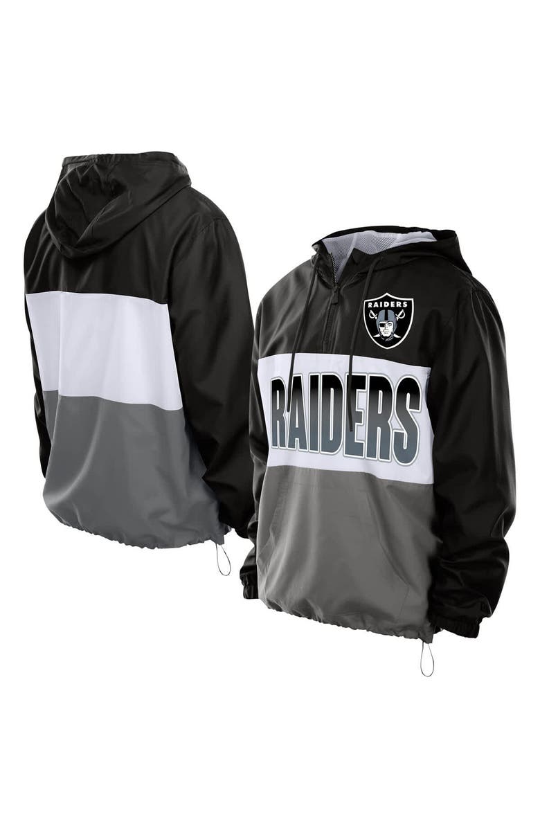New Era Men's New Era Black Las Vegas Raiders Ripstop Quarter-Zip Hooded Windbreaker, Alternate, color, Black