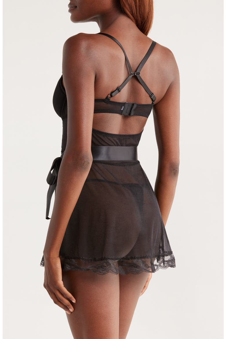 Mon Amour Underwire Chemise, Alternate, color, BLACK