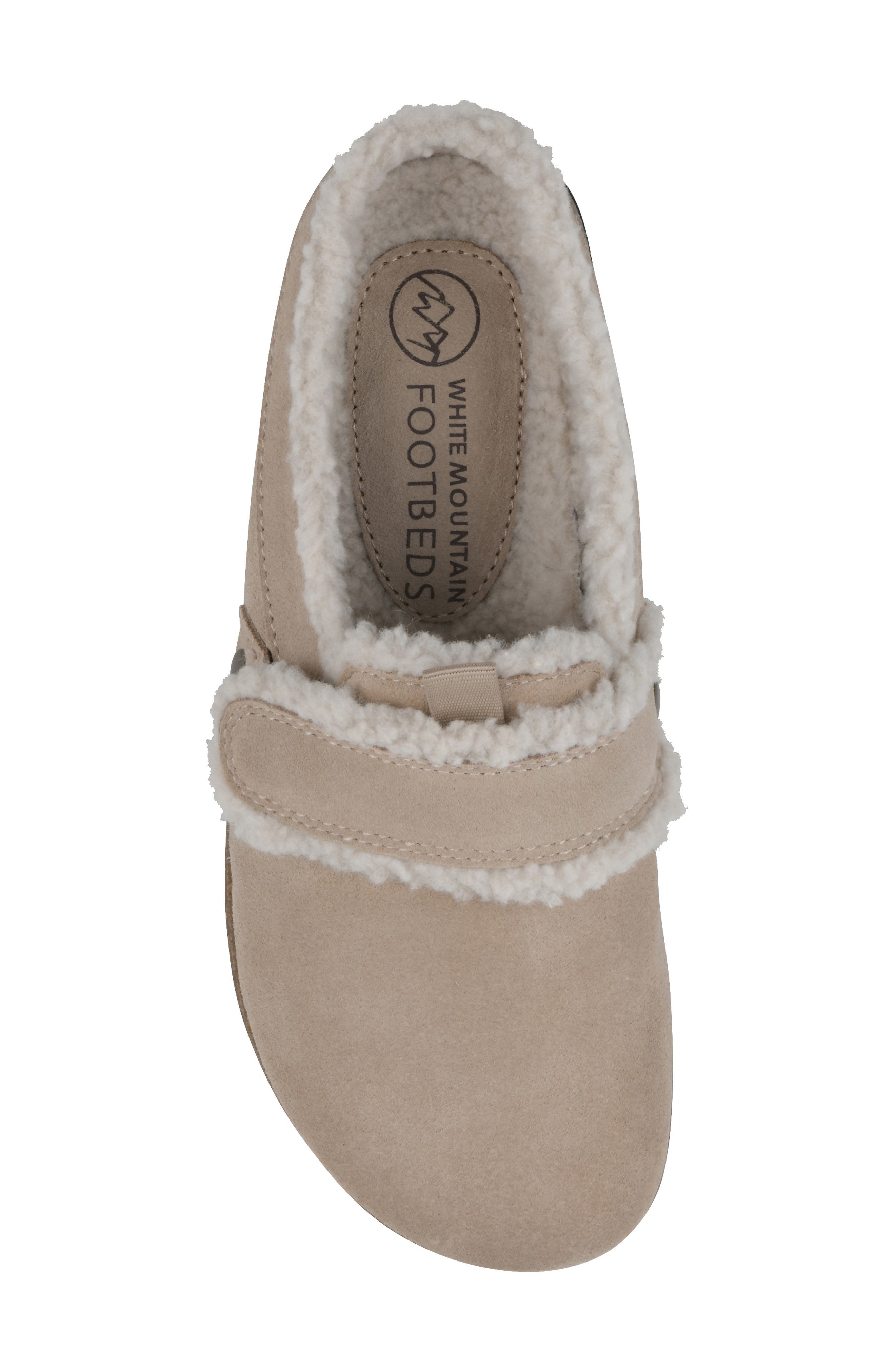 Baylen Faux Shearling Trim Clog, Alternate, color, SANDAL WOOD SUEDE FAUX FUR