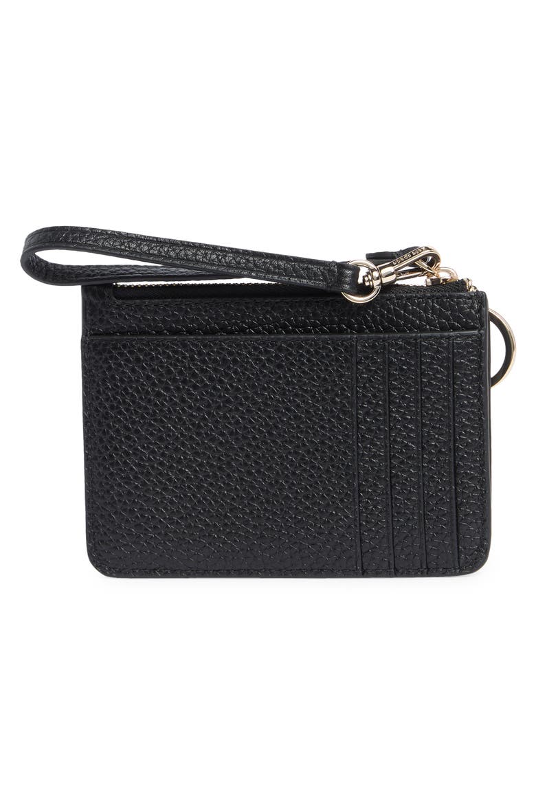 small lena leather card case, Alternate, color, BLACK